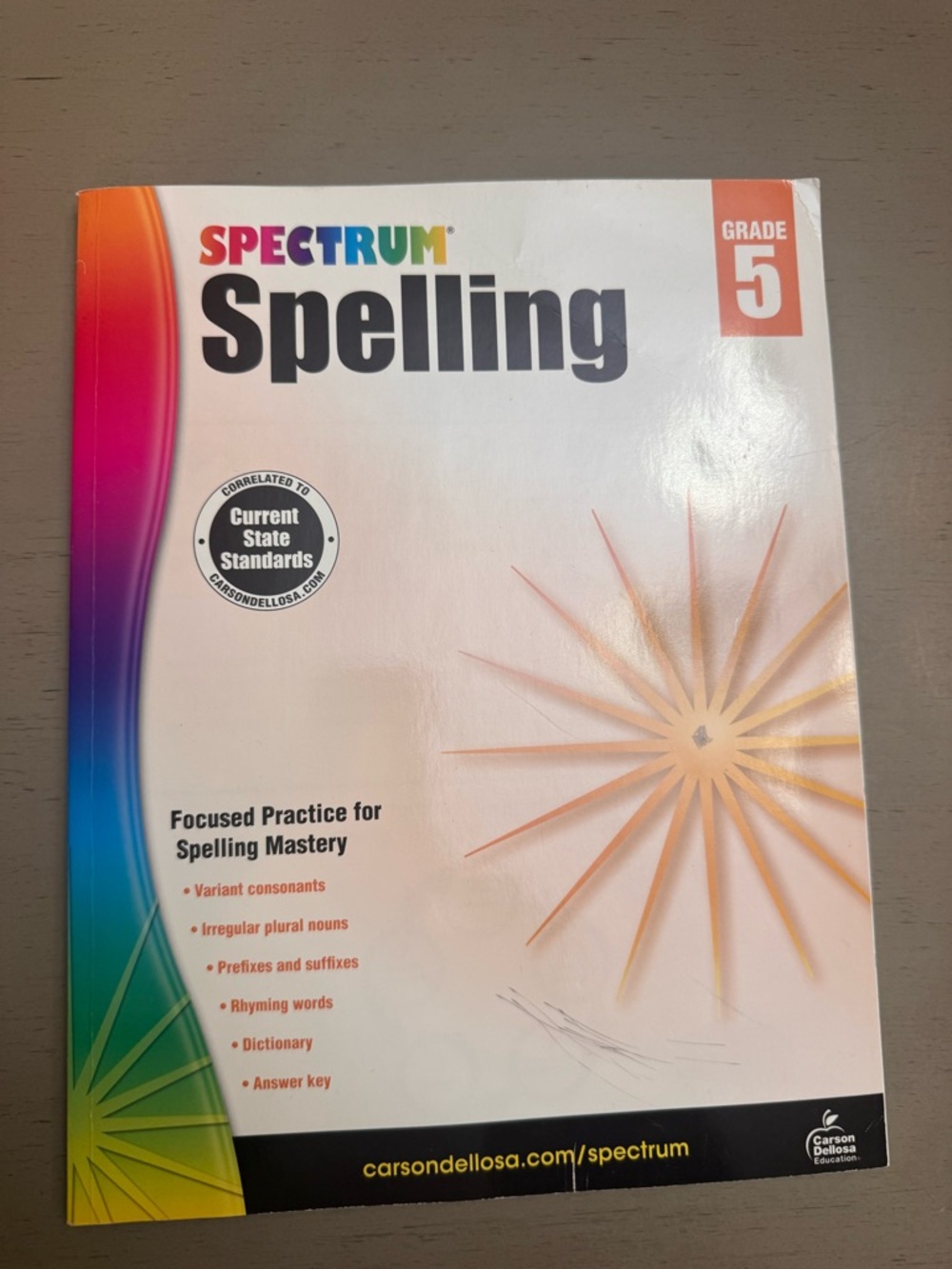 Spelling Grade 5 Workbook - White with Rainbow Accent